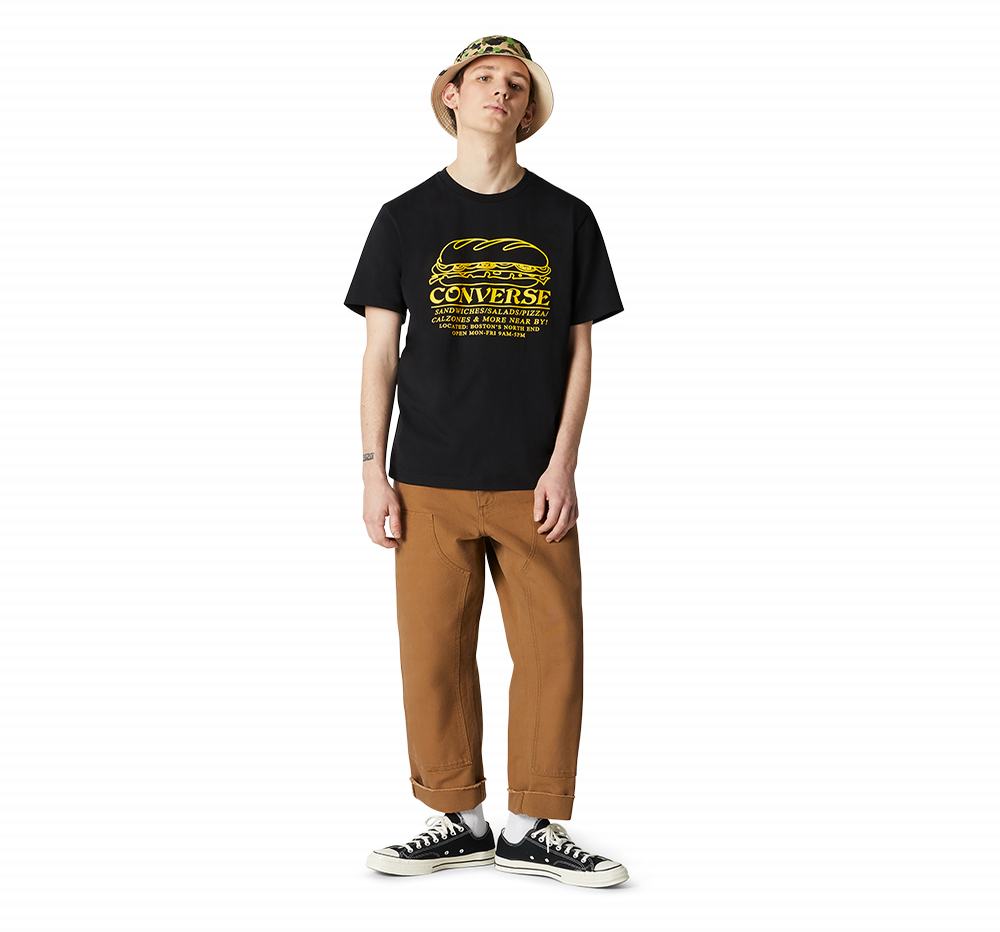 Camiseta Converse SANDWICH SHOP Homem Pretas 729604KHM